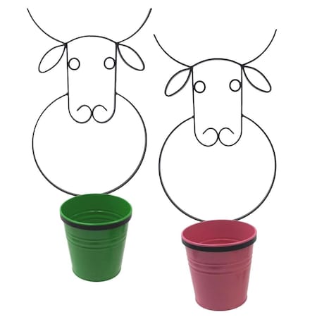 Next2Nature 0356E AG-HPK S-2 Enameled Galvanized Steel Wall Planter with Iron Hanger, 2PK NE2427792